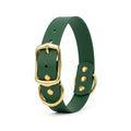 Forest Green Waterproof Biothane Dog Collar with Brass Roller Buckle