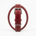 Cherry Red Full-Grain Leather Dog Collar with Silver Buckle